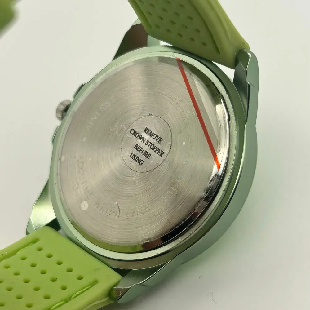 Green Quartz Watch Rhinestone Dial Silicone Strap Fashion Casual Wristwatch - Picture 6 of 8